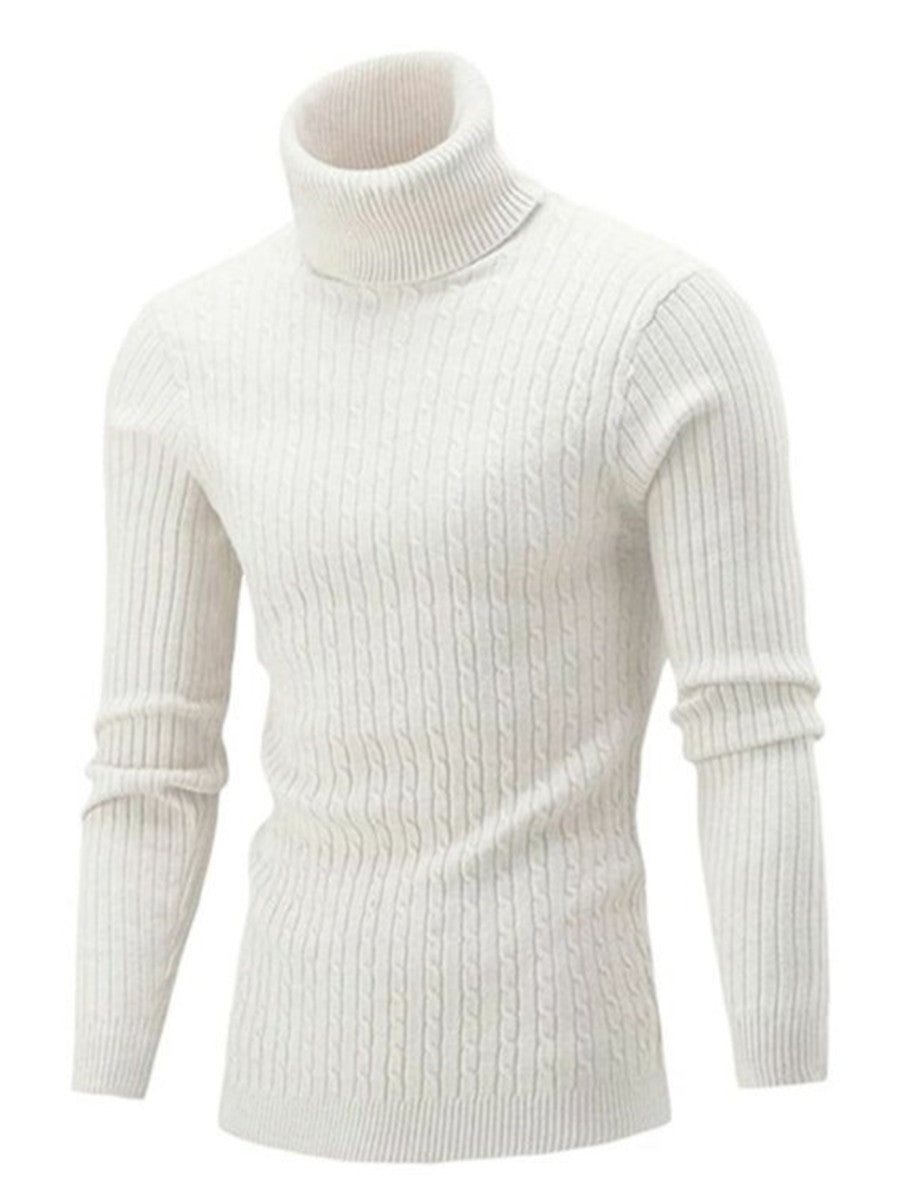 LONGBIDA Mens Turtleneck Sweater Pullovers Knitted Warm Slim Fit Casual