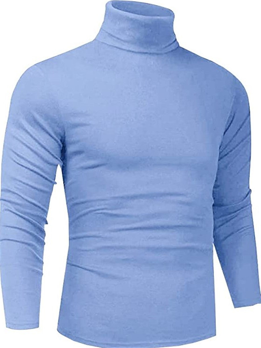 Men's Turtle Neck T-shirt Long Sleeve Blouse Casual Slim Fit
