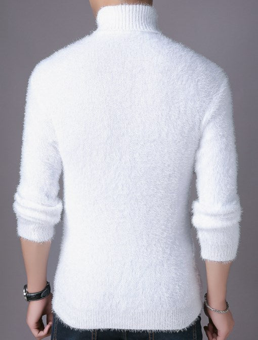 White fluffy turtleneck outlet sweater