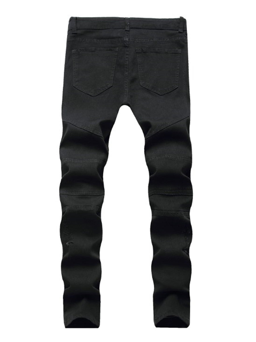 Mens skinny ripped hot sale biker jeans