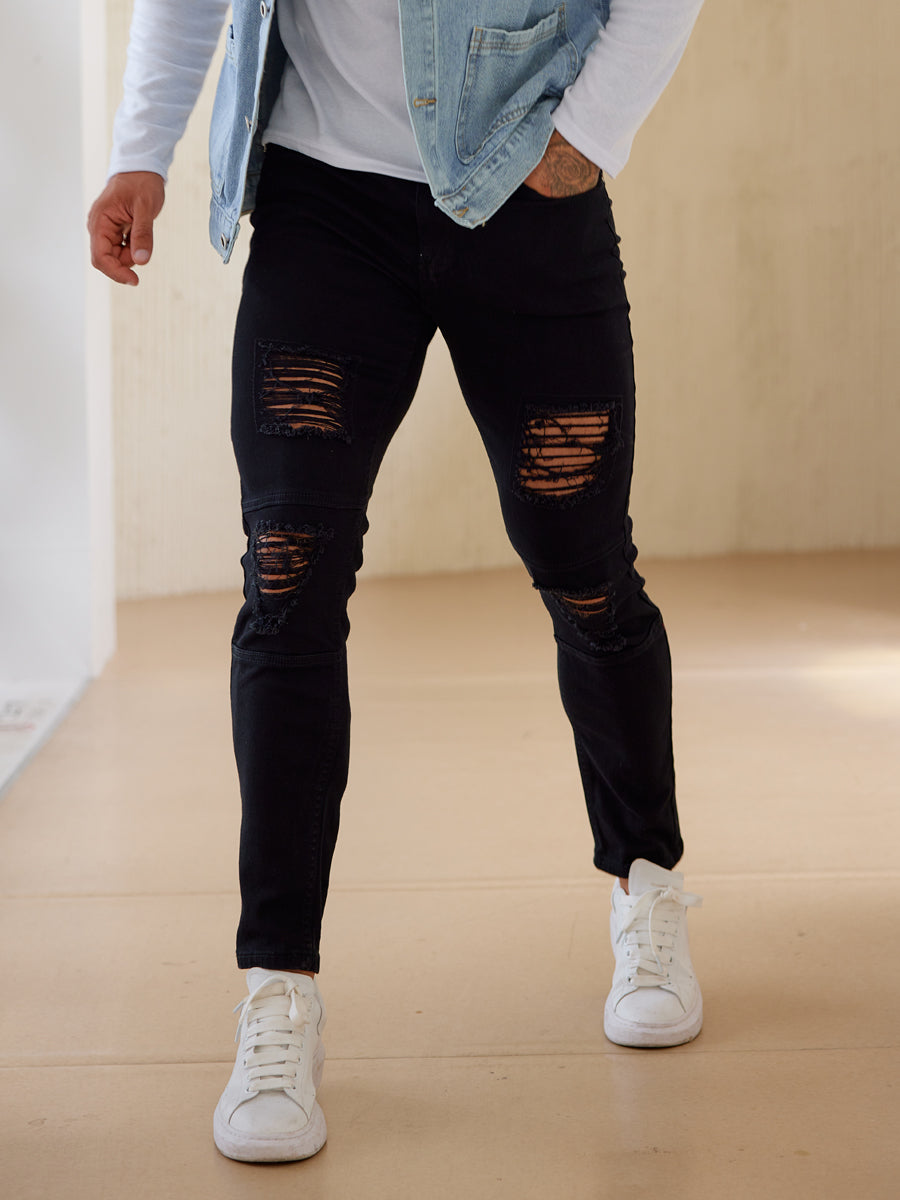 Fashion Black Split Skinny Jeans Men's Slim Fit Hip Hop Denim Pants Street  Dress Men's Four Seasons Casual Jeans Jean Homme Men - AliExpress