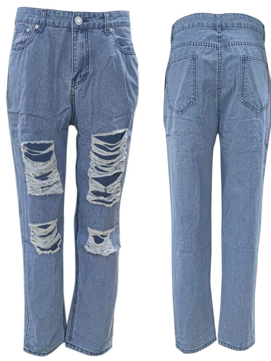 CRYMG Men's Ripped Jeans Slim Fit Destroyed Denim Pants Streetwear(Blue  Print,XL) : Clothing, Shoes & Jewelry - Amazon.com