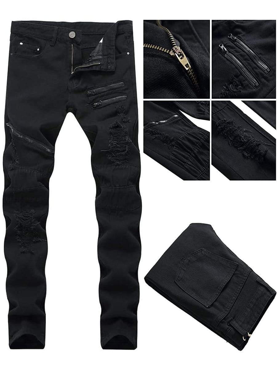 Wholesale 2021 Streetwear Men Skinny Ripped jeans male Stylish Solid high  quality elastic Slim hip hop Cotton denim trousers From m.