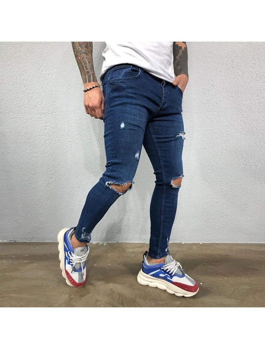 Mens Skinny Stretch Denim Pants With Distressed Ripped Details Slim Fit  Mens Skinny Trousers For Casual Fashion Drop Shipping Available From  Bigchange, $20.96 | DHgate.Com