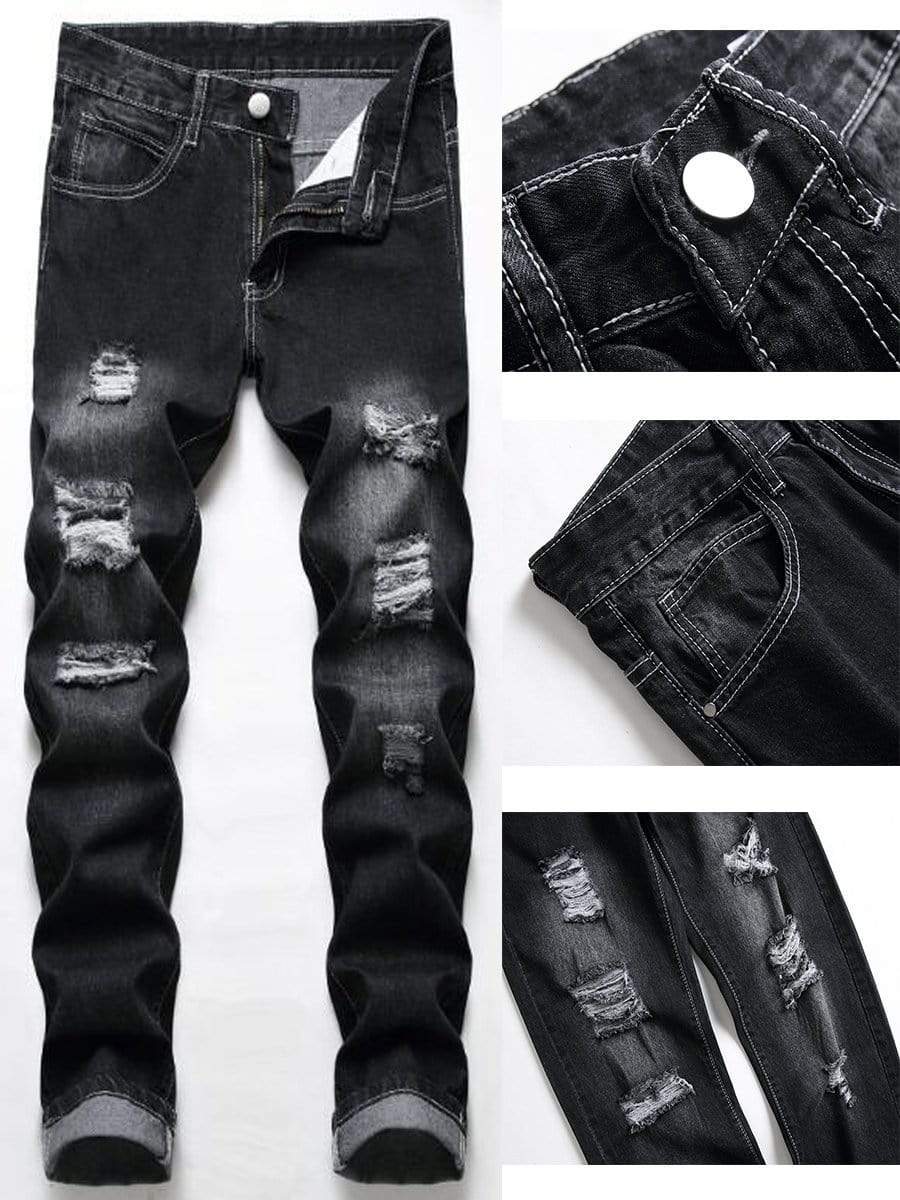 Dropship Men Stretch Destroyed Ripped Black Jeans Pant to Sell Online at a  Lower Price | Doba